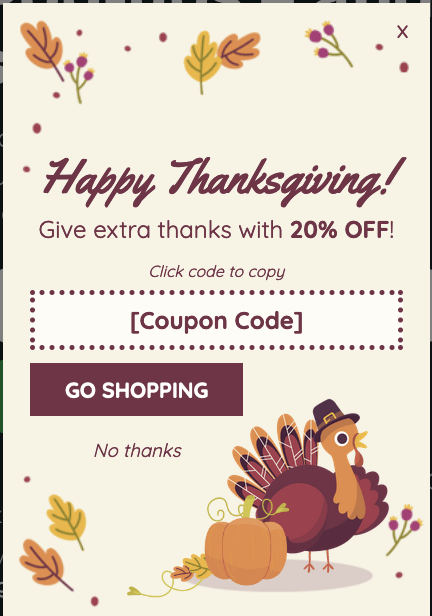 Thanksgiving pre-built pop-up template