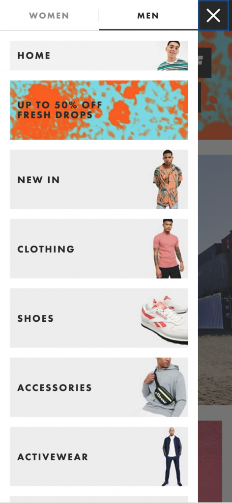 ASOS Mobile Nav UX