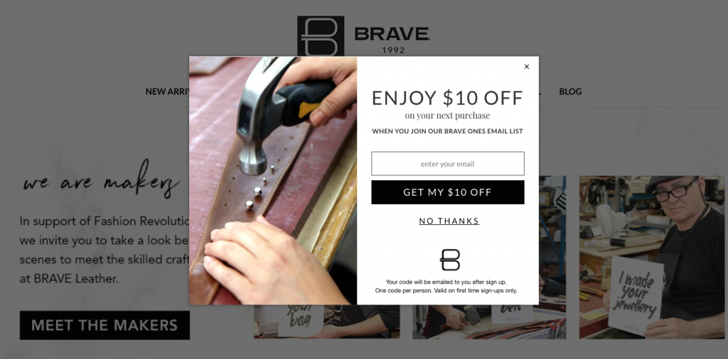 Brave leather pop up