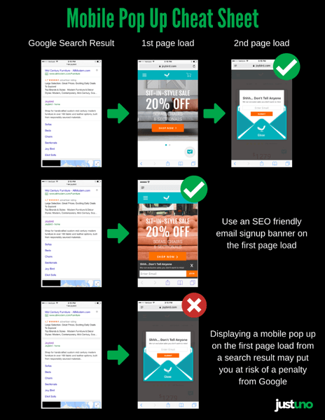 Mobile pop-up cheat sheet