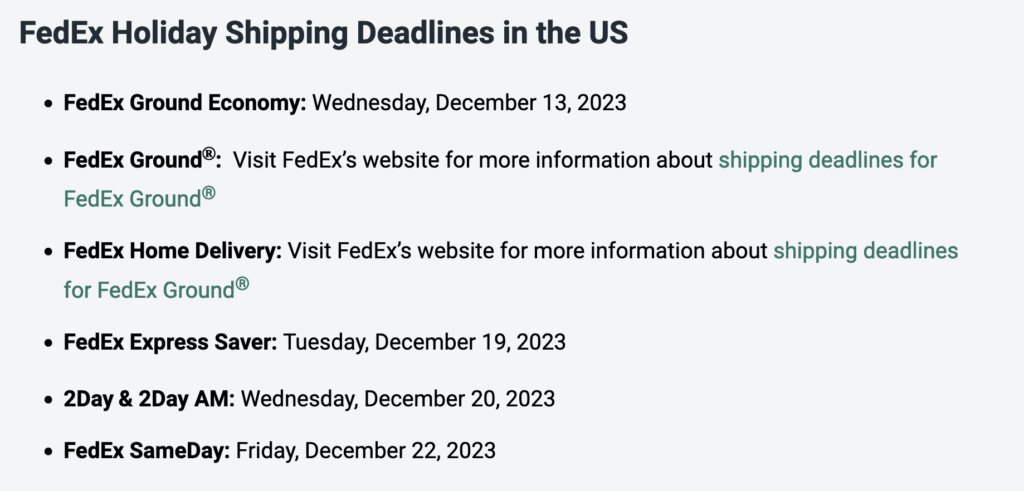 Fedex 2023 cutoff datets